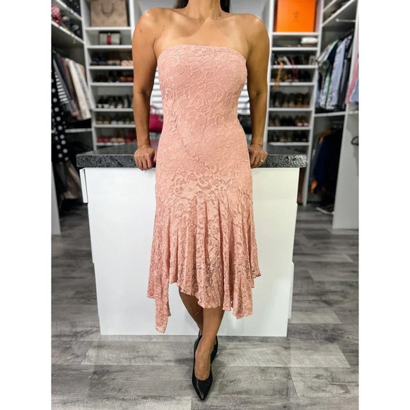 Alexia Admor Pink Lace Strapless Midi Dress $225 - Picture 3 of 11